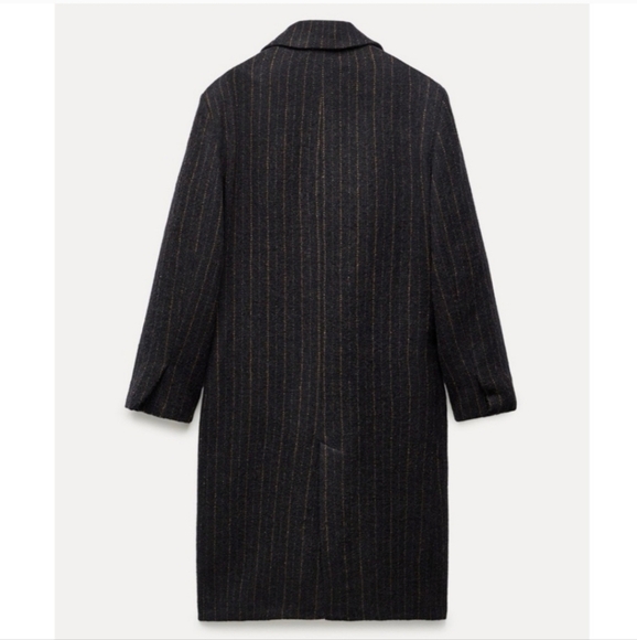 New Zara Manteco Wool Striped Coat ZW Collection 8912/760 Size Large NWT - Picture 13 of 16
